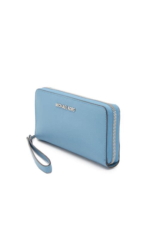 michael kors jet set travel leather continental wristlet pale blue|Amazon.com: Michael Kors Jet Set Continental Wallet.